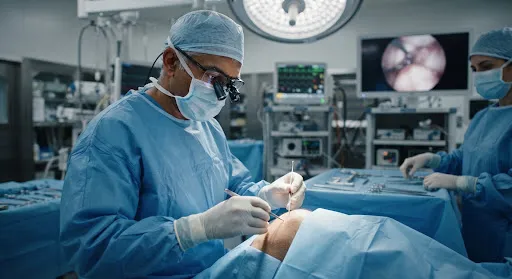 Dr. Unmesh Chakraverty, orthopaedic surgeon in Varanasi, in the operating theatre